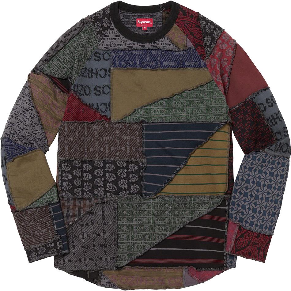 Supreme Patchwork Jacquard L/S Top Truien Zwart Gekleurd | BE266ZG