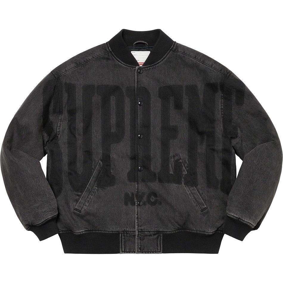 Supreme Washed Knockout Denim Varsity Jassen Zwart | BE152PQ