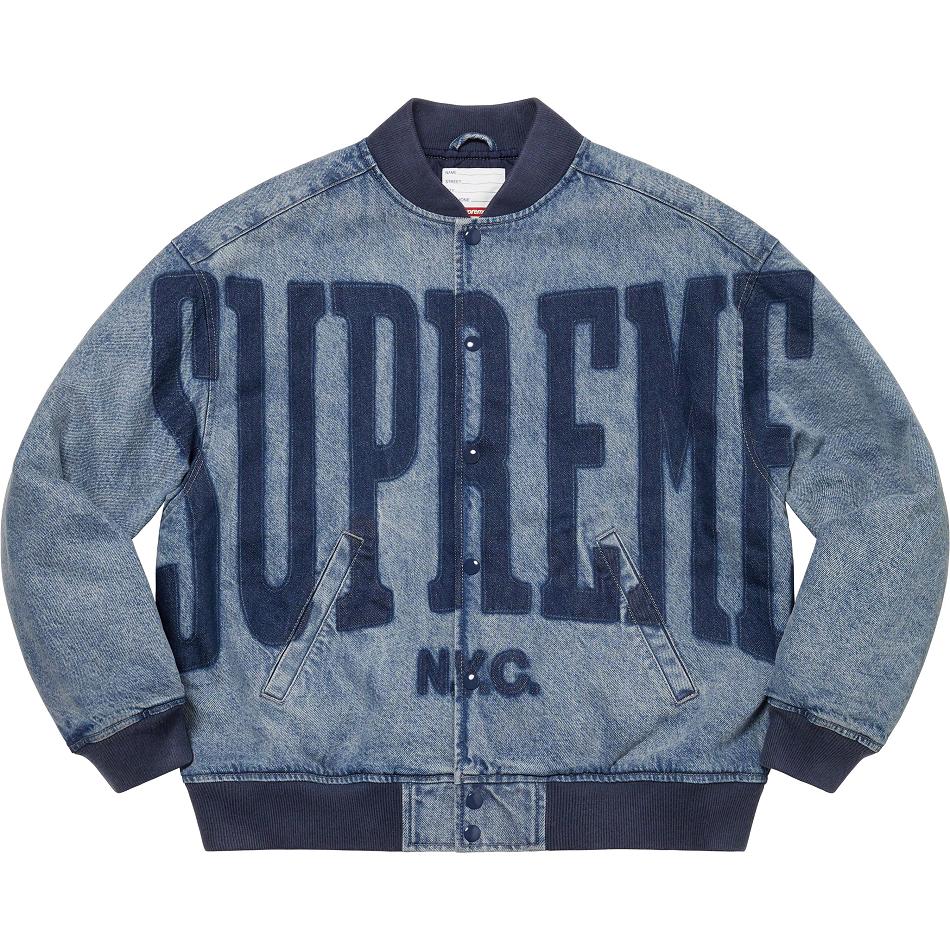 Supreme Washed Knockout Denim Varsity Jassen Donkerblauw | BE154SO