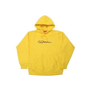 Supreme Klassieke Script Met Capuchon Sweatshirts Geel | BE322BC