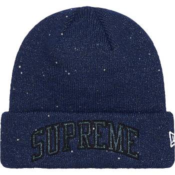 Supreme New Era® Metallic Arc Beanie Hoeden Donkerblauw | BE446KI