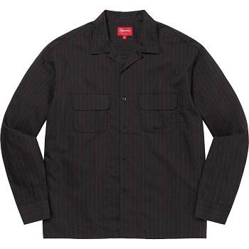 Supreme Pinstripe Linen Overhemd Zwart | BE217VD