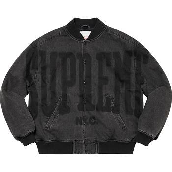 Supreme Washed Knockout Denim Varsity Jassen Zwart | BE152PQ